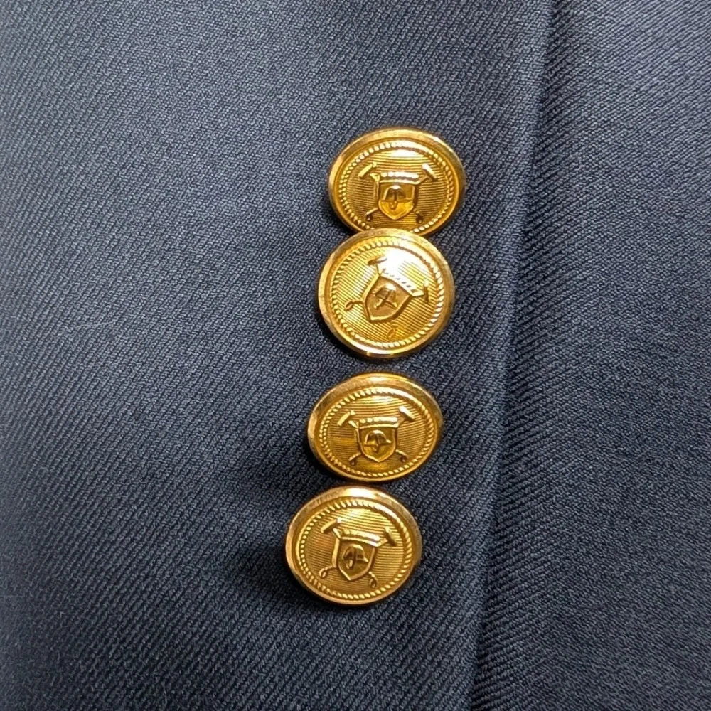 Lauren Ralph Lauren Blazer 43L Navy‎ Blue Gold Crested Buttons Wool Sport Coat